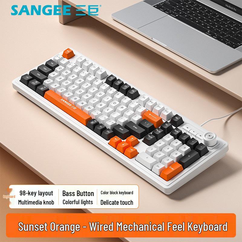Three Giants Wired Gaming Keyboard & Mouse Set - Mechanical Feel, High Aesthetic Value for Esports, Laptop, & Office Use