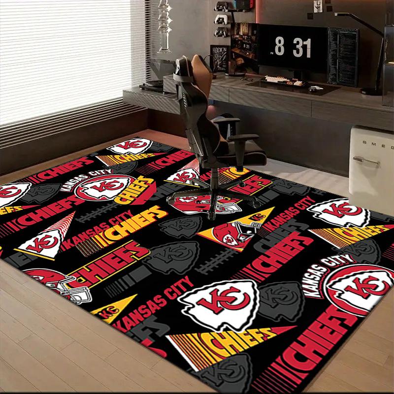 Kansas City Chiefs Pattern Rug Game Carpet, Floor Mat for Bedroom Living Room Entryway Rug, Home Decor Idea Gift for Christmas birthday