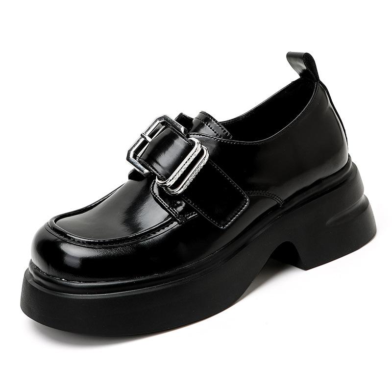 Women's Platform New Spring and Autumn Muffin Shoes, Small J Small Leather Shoes, Thick Heel Single Shoes