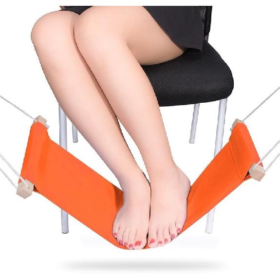 DMcore Canvas Foot Rest Hammock, Adjustable Mini Foot Rest Stand Under Desk Home Office … (Black)