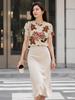 Women's O-Neck Short Sleeve T-Shirt, Polyester Casual Tee with 2D Christmas Gingerbread Man Print k-008