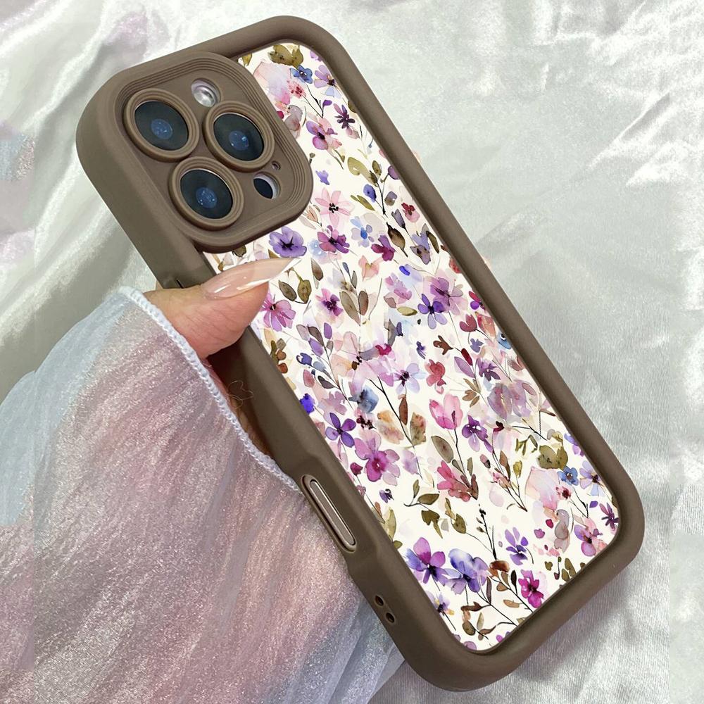 JT574 Disegni di Fiori Selvatici Fiori Viola per iPhone 17 16 15 14 Pro Max Samsung S26 S25 Ultra A17 A07 A56 A16 A15 Xiaomi 15T Redmi 15c 14C Custodia Morbida