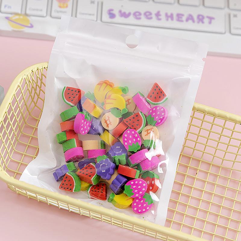 50Pcs/Bag Kawaii Eraser Creative Cartoon Mini Pencil Rubber Animal Fruit Christmas Erasers For Kids School Stationery Supplies