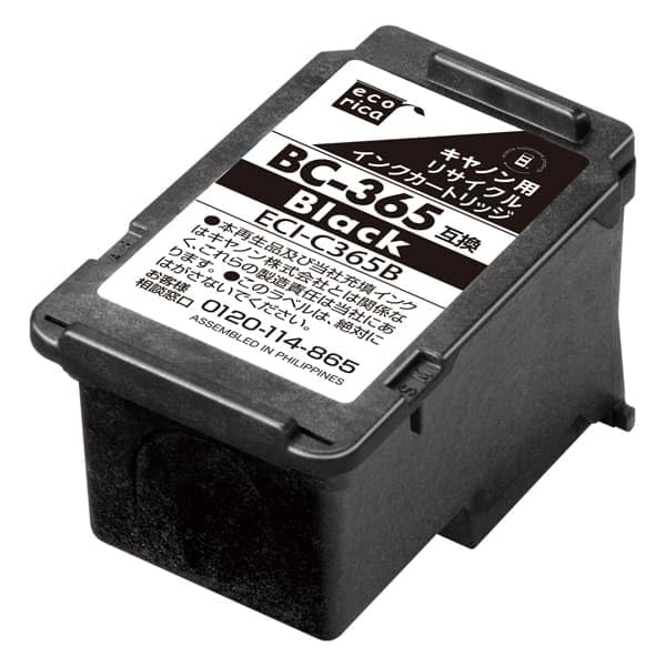 

Ecorica Canon Recycled ink compatible with Black Supports remaining amount display envelope BC-365/BC-366 BC-365 EC-BC365B [Ecorica package] чорний