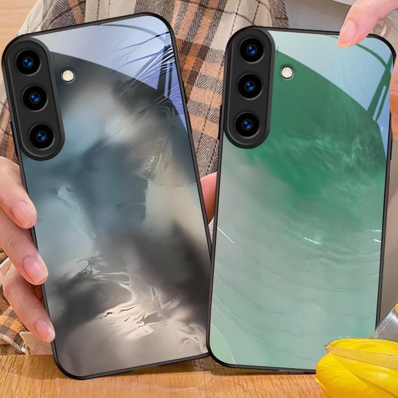 Color and texture fusion For For Samsung Galaxy S25+ S24+ S26 Ultra S25 Edge S24 FE S23 S22 S21 S20 Plus Black Glass Phone Case