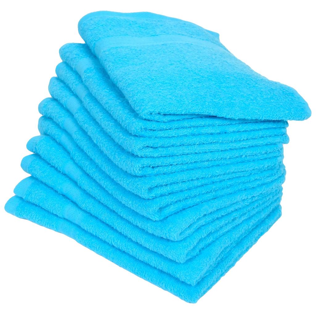 WKG Senshu Face Towel Set of 10 Made in Japan 84 cm x 34 cm Cotton Soft Towel Plain Approx. 100% (Light Blue)