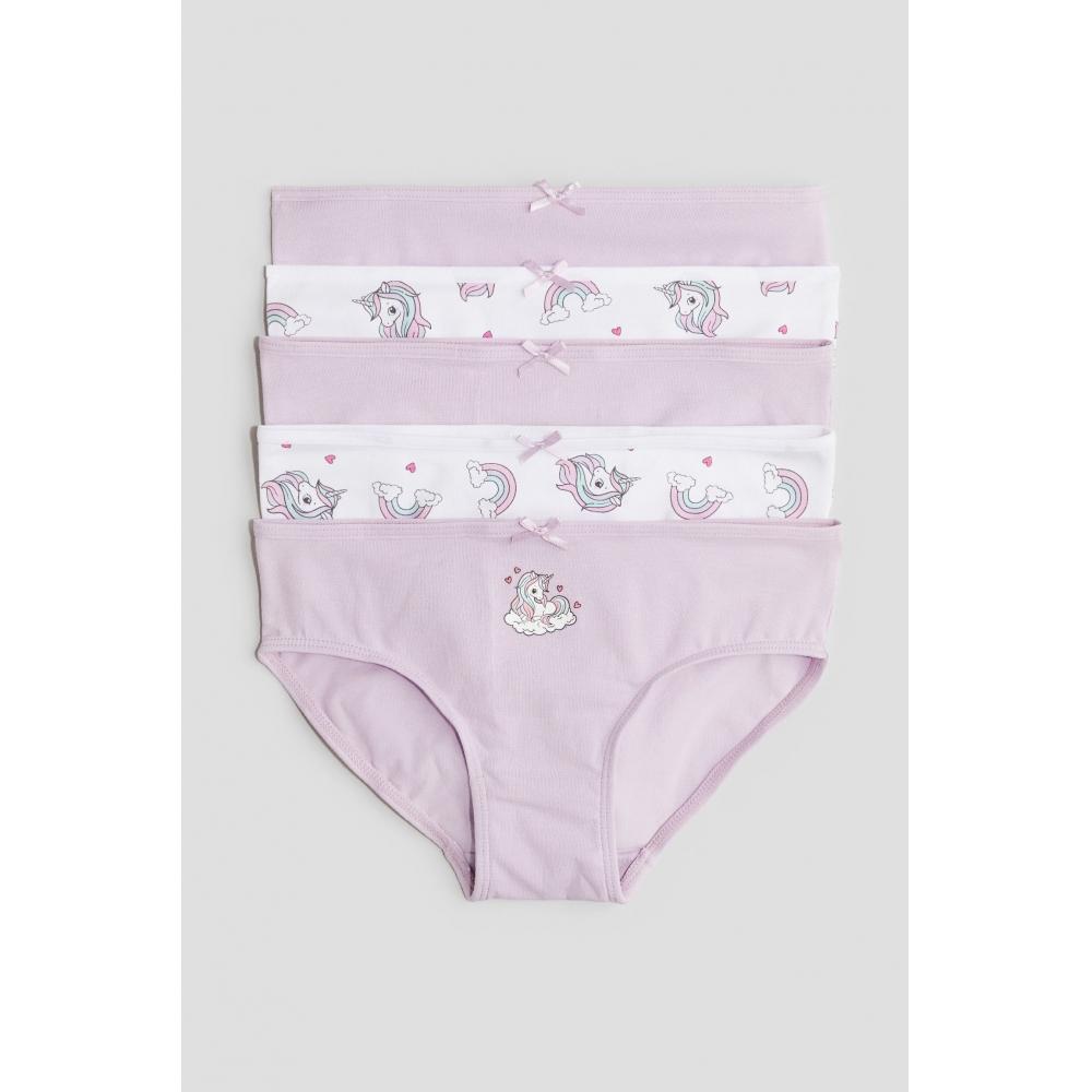 

H M 5 piece cotton panty set light purple unicorn