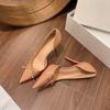 Pointed temperament single nude high heels red bottom bow patent leather side empty mouth sexy side empty socialite looking thin