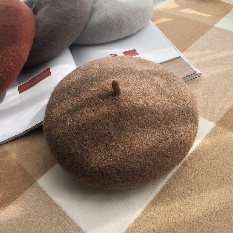 Fashion Solid Color Autumn and Winter Thickened for Keep Warmth Beret Hat Women Versatile Literature and Art Painter's Hat