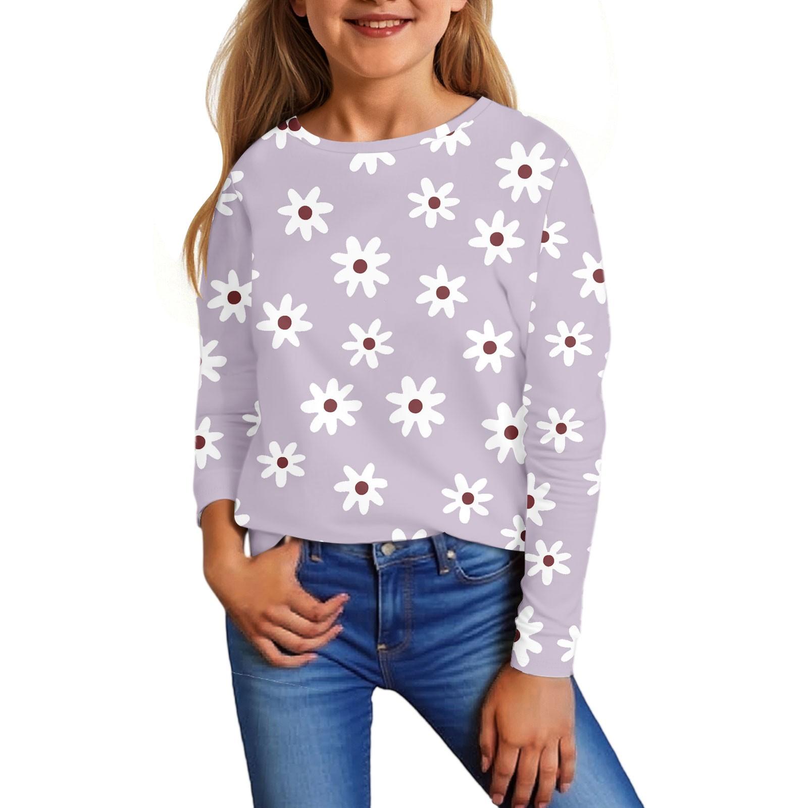 

Детские топы с длинным рукавом, повседневная футболка с принтом, пуловер с круглым вырезом, блузка 110