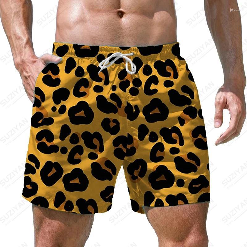 Herren Leopardenmuster Strandshorts 3D-Druck Lässige Partykleidung Badeshorts Harajuku Atmungsaktiver Badeanzug Homme Übergroße Kleidung