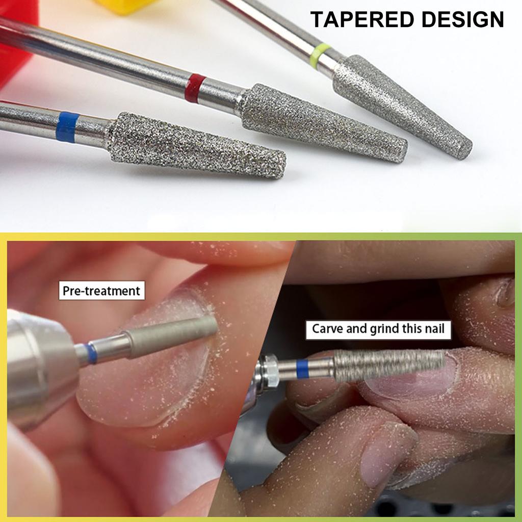 3pcs Nail Drill Bits Professional Russian Style Front Replaceable Grinding Head for Nail Polishing and Removal