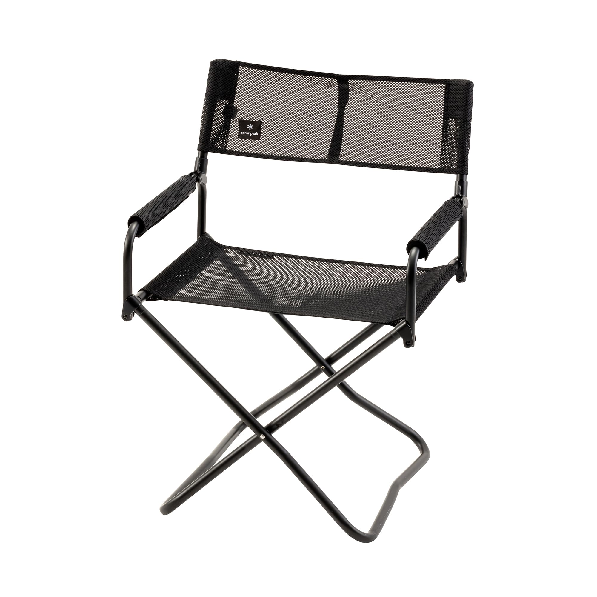 Snow Peak Mesh FD Chair, Black, LV-077M-BK Foldable Chair for Outdoor Camping, Stable, High Back. чёрный