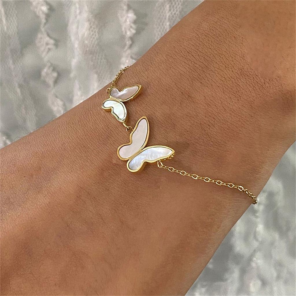  New Butterfly Chain Bangle Bracelet Trendy Stainless Steel Golden Bracelet Waterproof Jewelry Girls Gift New Bijoux