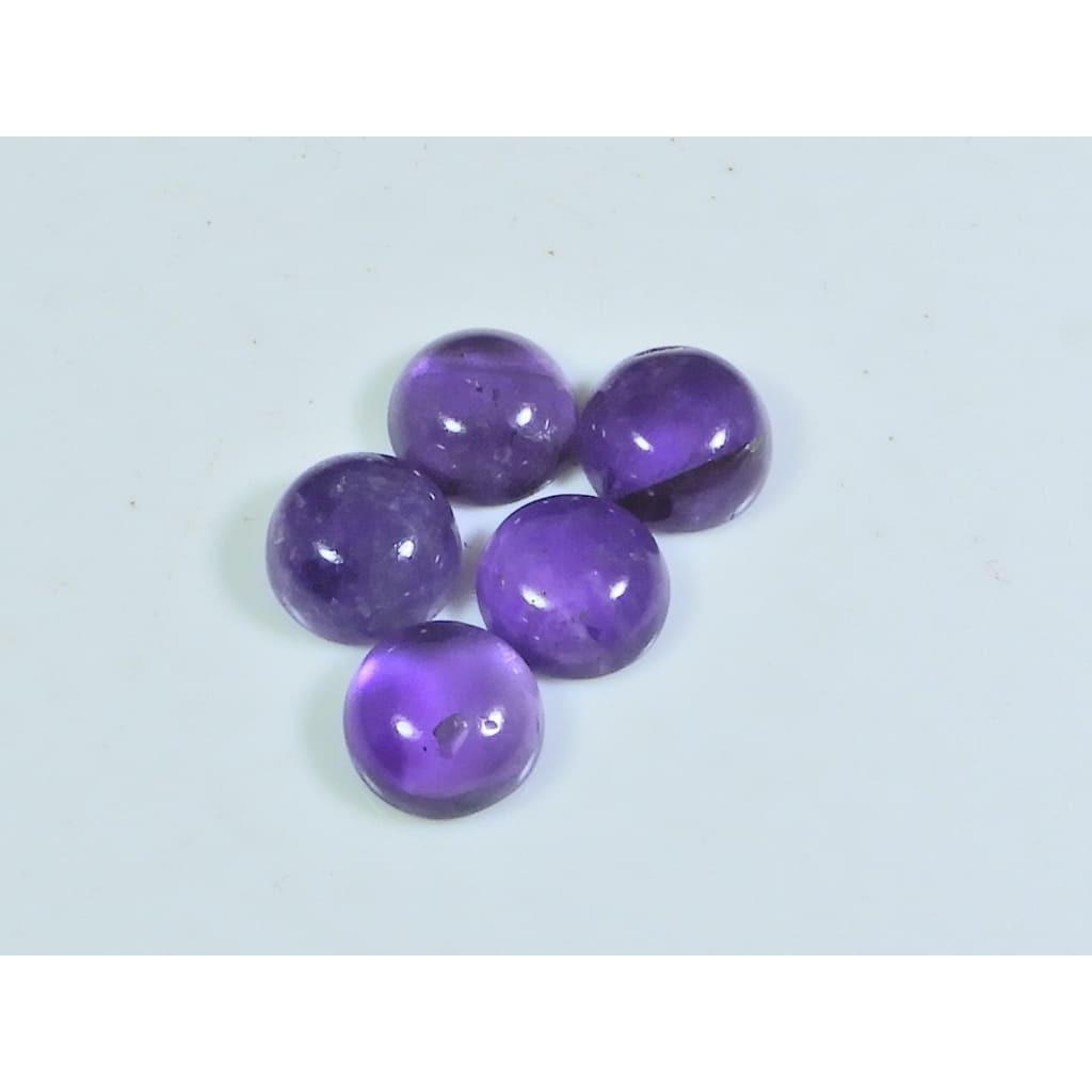 9MM Natural Amethst Ring Size Round Cabochon Loose Gemstone 5Pcs Lot 14Cts. A-462