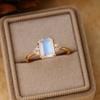 Emerald Cut Moonstone Ring for Women | Rose Gold Plated 925 Sterling Silver Ring with Cubic Zirconia | Wedding, Engagement, Anniversary Gift