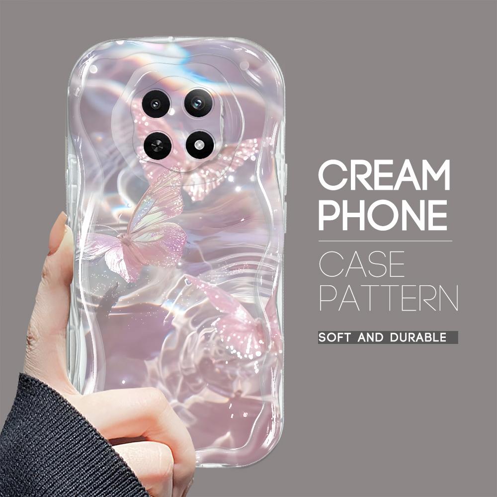 Cartoon Pattern Cream Texture Casing Wavy Edge Soft Silicone Cover Phone Case for OPPO Reno Realme OnePlus Vivo