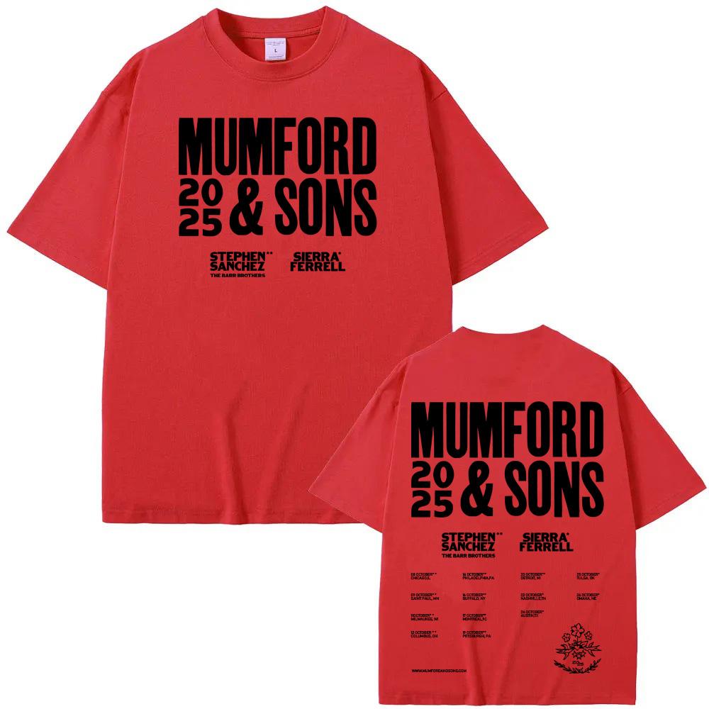 

Mumford & Sons 2025tour Tee Hip Hop Cotton High Quality Tee-shirt Short Sleeve Grunge Tshirt Summer O-neck Female/Male Tees XXL красный