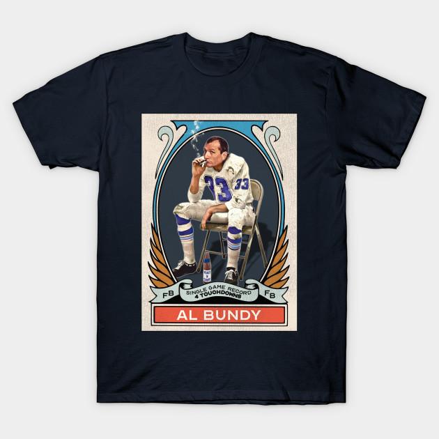

Men Black Print T-shirt Al Bundy Polk High Football Trading Card No-Cut Transfer Paper Print Cotton Tshirt L