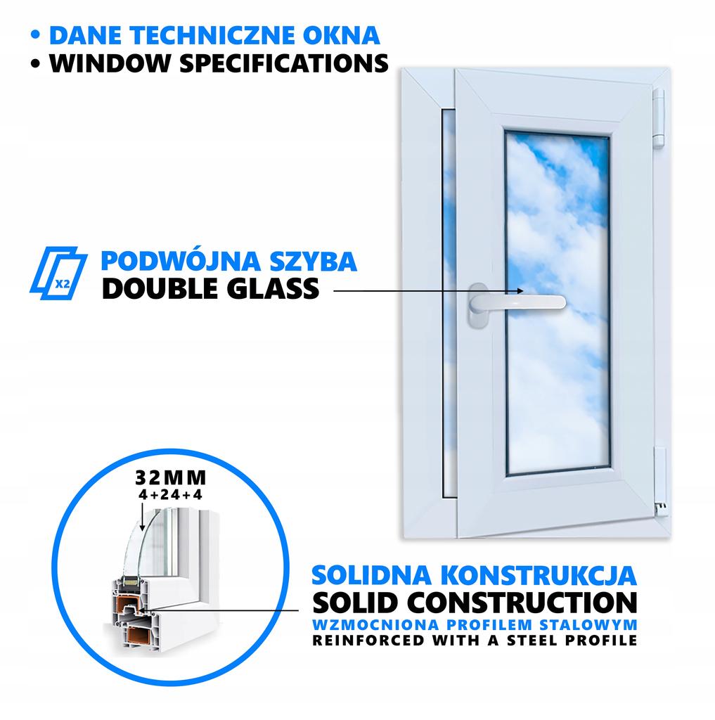 Fenster PVC Weiß 40x70 Rechts Neu 400x700 mm Dreh-Kipp Zweifachverglasung