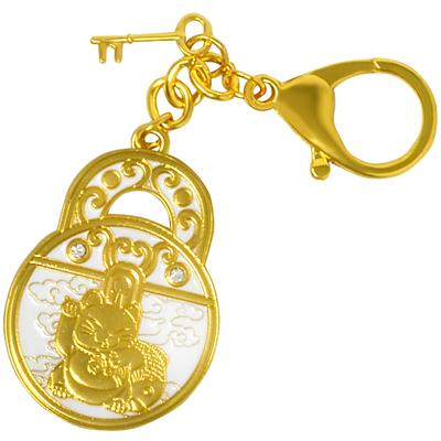 Isui Feng Shui Wealth Luck Cat Keychain, Maneki-neko Keychain, Amulet, Padlock, Wealth Luck Cat