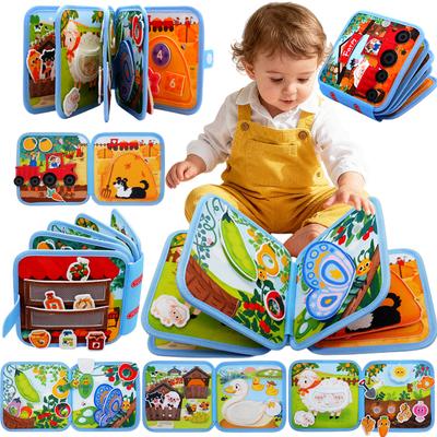 3D Farma Busy Board Tichá knížka Měkký plstěný Montessori hračka Pro jemnou motoriku Raná vzdělávací Cestovní hračky Pro děti Dárky