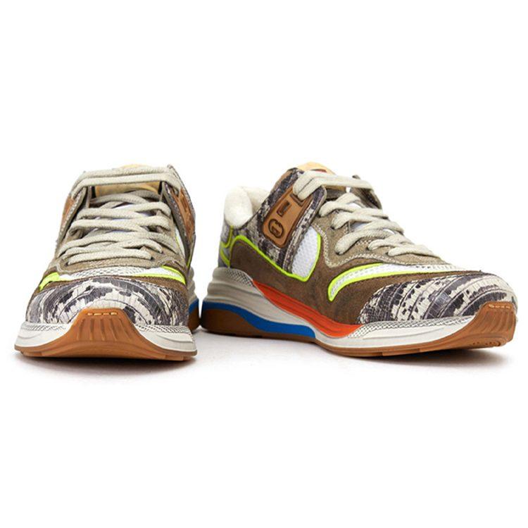 Gucci Ultrapace Leather Low Top Casual Shoes Women's Brown Yellow 592348 1LH20 9575