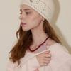 Slowslowly Lily Fur Handmade Crochet Short Beanie _ Cream