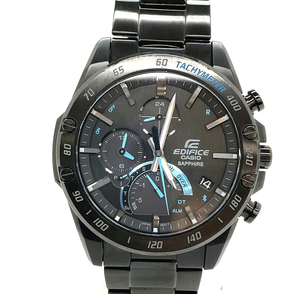 

N [Used] [CASIO] Casio Edifice Solar Watch EQB-1000XYDC-1AJF Black x Black Dial x Blue Stainless Steel Mobile Link Arm Circumference Approximately
