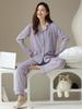 Couple's All-Cotton Long Sleeve Pajamas - Solid Color Cardigan Homewear for Men and Women, Ideal for Autumn and Winter.