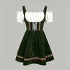 Ruffled Detail Bavarian Dirndl Dress Lace-Up Front Women’s Festival Dress  Carnival Party