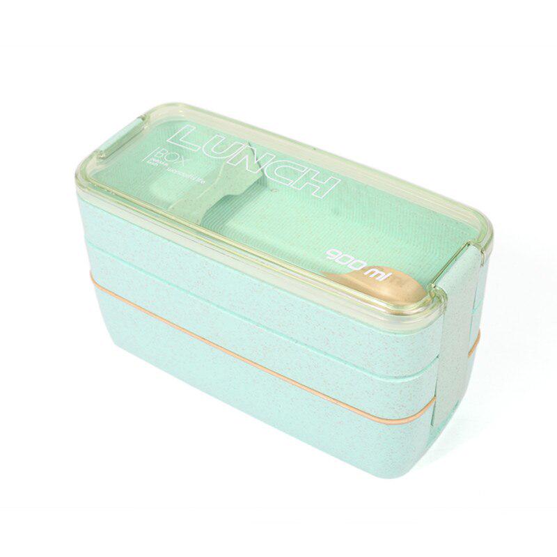 900ml Healthy Material Lunch Box 3 Layer Wheat Straw Bento Boxes Food Storage Container Lunchbox