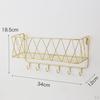 Bathroom Shelf, Kitchen Wall Spice Shelf with 6 Hooks & Rod Letter Tray
