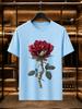 2026 New 100 Cotton Tshirt Realistic Red Rose Wrapped With Dollar Bills Print Luxury Casual Short Sleeve