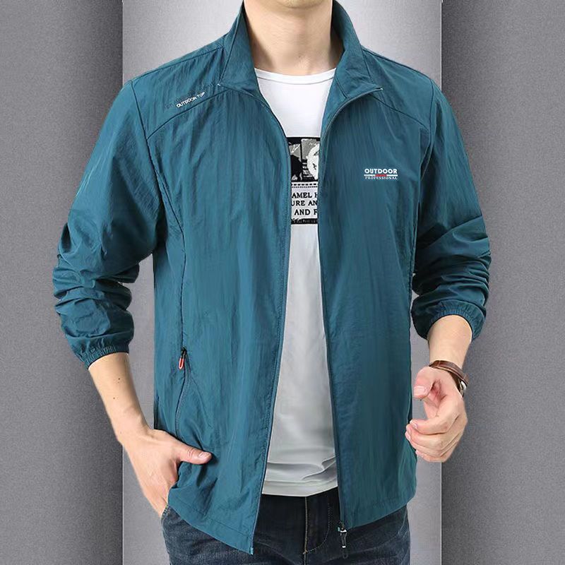 Windproof Quick Dry Capable Solid Loose Jackets Turn-down Collar Simplicity Handsome Zipper Pockets Spring Summer Men's Clothing