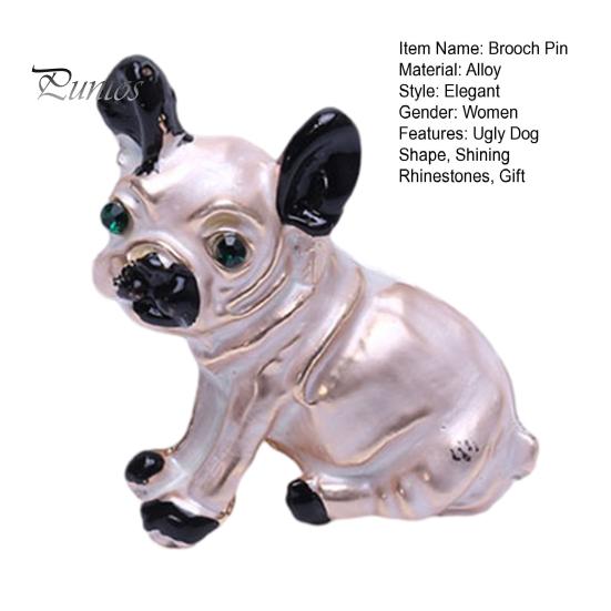 Cartoon Cute Ugly Dog Shape Brooch Shining Rhinestones Inlaid Eyes Pin Suit Lapel Badge Jewelry Gift Coat Accessories