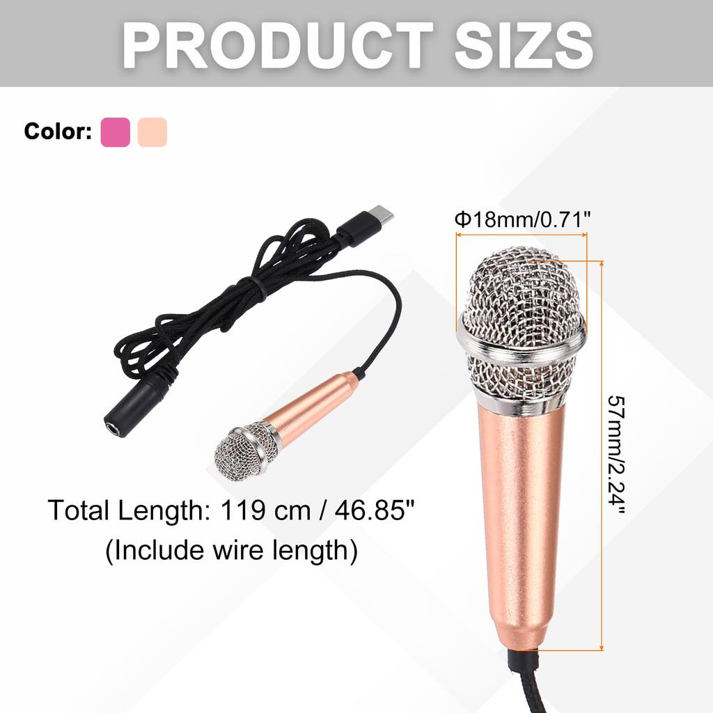 Uxcell Mini Compact with Sponge and Earphones for Recording with Mobile Gold and Hot Pack of 2 Microphone, Microphone, Type-C Bracket, Cover, Phones,