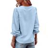 Modisches Damen Color V-Ausschnitt Langarm Plissiert Knopf Locker Lässiges Hemd Top