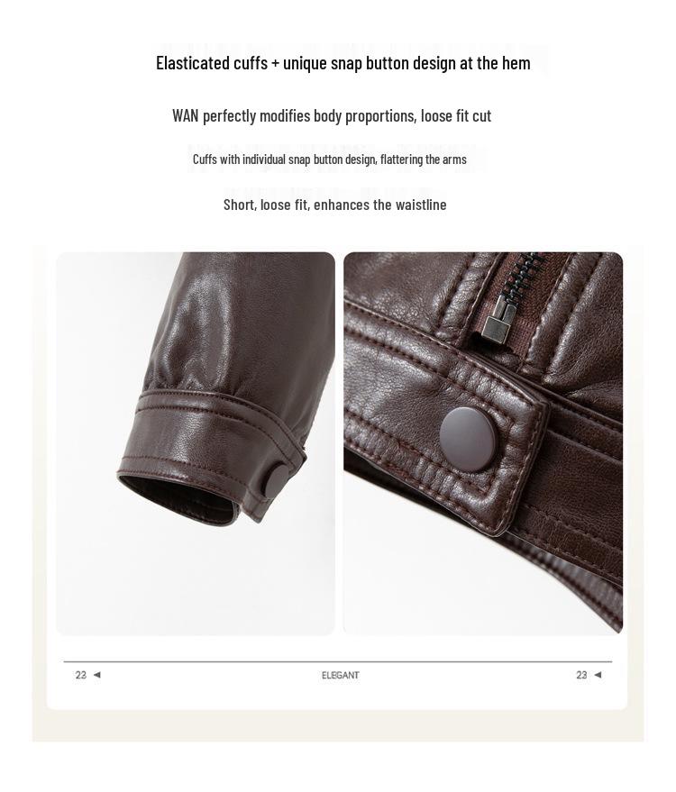 Damen Lammleder Motorradjacke - Kurz, Lockerer Schnitt, Lässiger Reverskragen für Herbst & Winter Mode