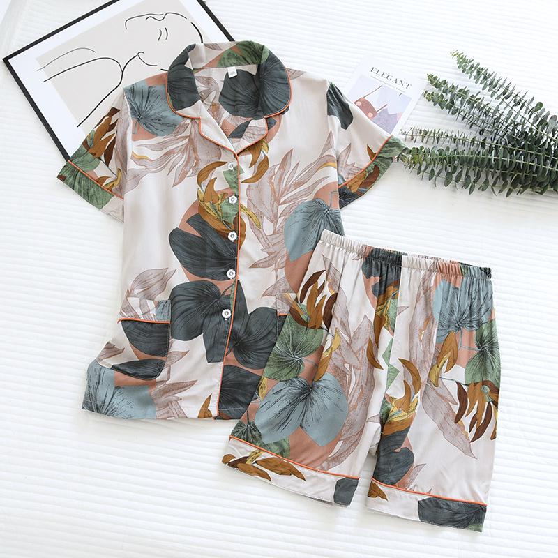 Women's Summer Short Sleeve Pajama Set - Loose Fit, Plus Size, Two-Piece with Shorts