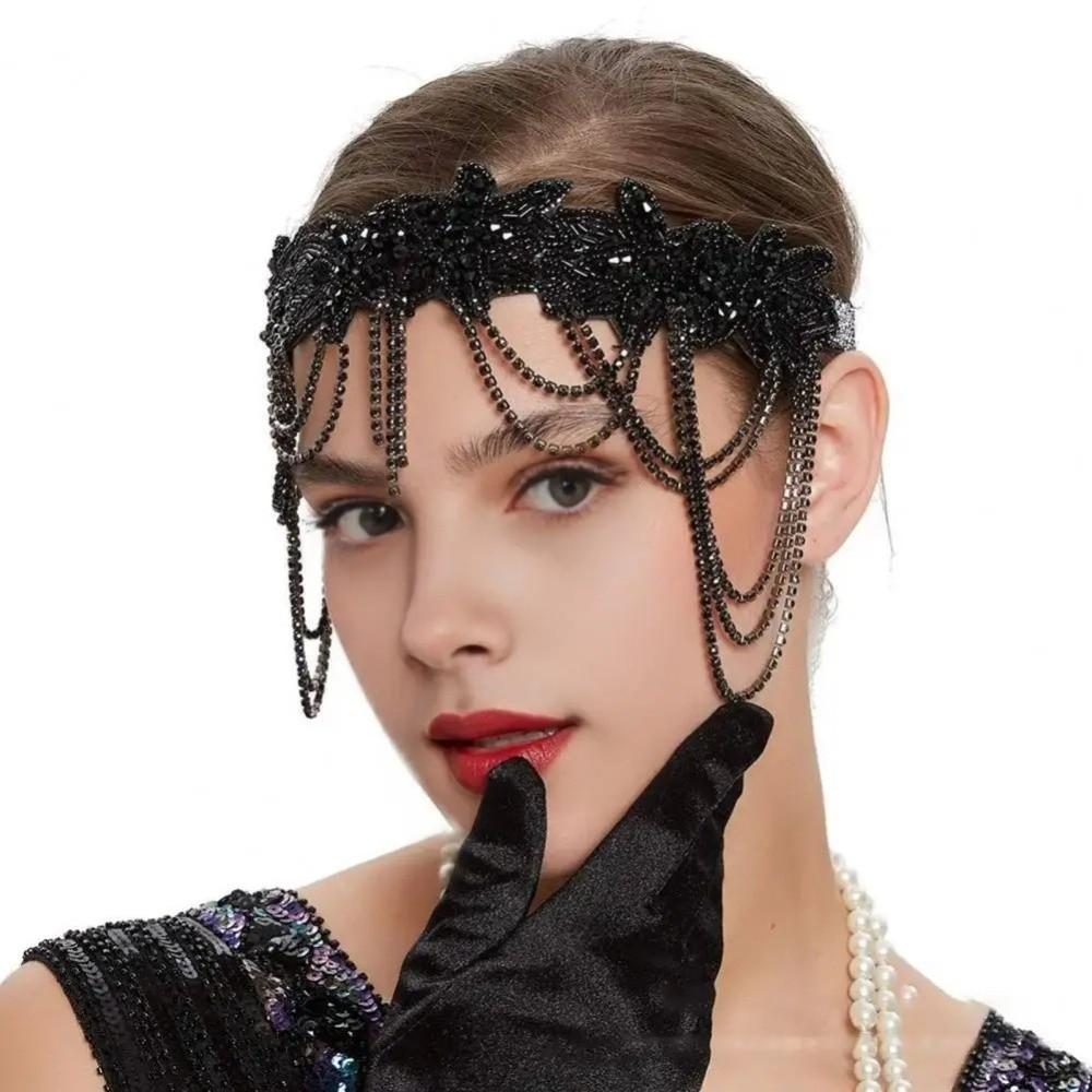 Chain Tassel Rhinestone Headband Flower Shape Bridal Headdress  Party Banquet