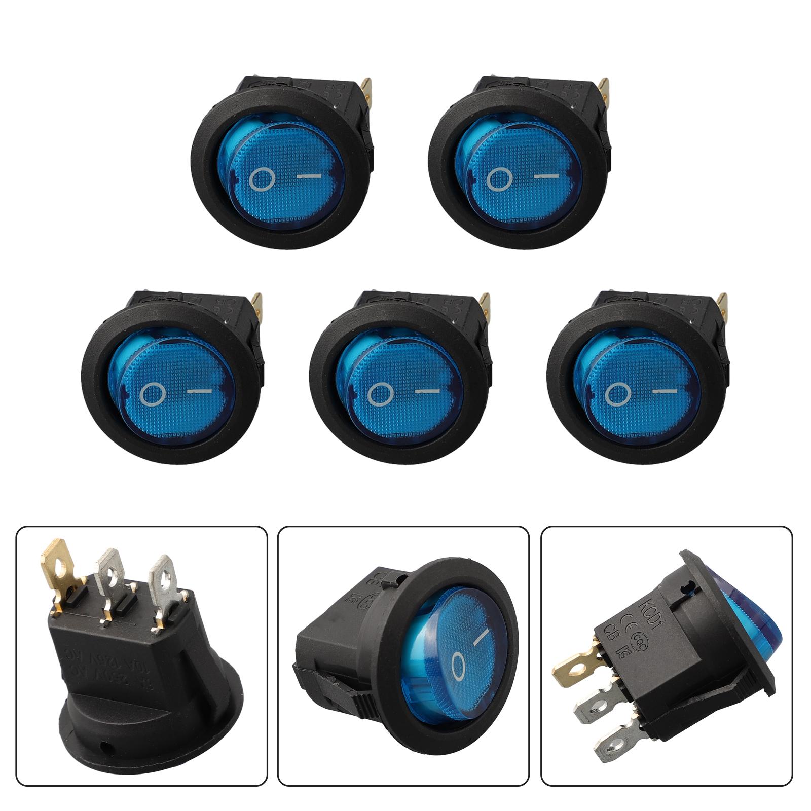 

2-pin Blue LED Round Switch 20A 3-pin 5Pcs Boat Car On/Off Rocker Round SPST Switch Waterproof With LED Useful China Mainland