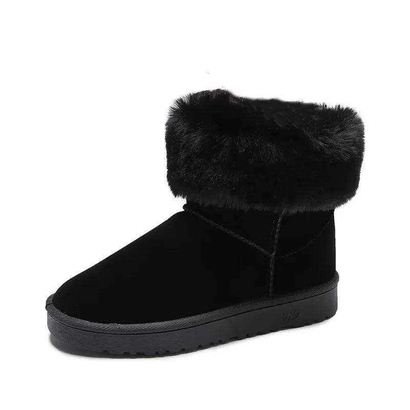 Fashion Women's Snow Boots Elegant With Low Heels Round Toe Plus Warm Shoes for Woman Chic Demi-season Gyaru on Offer Pu No Slipery Y2k