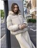 Short Cotton-padded Jacket With Imitation Mink Fur Hood
