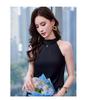 Women's Off-Shoulder Halter Top – Imitation Silk, Summer Style, Strappy Sleeveless Design, Elegant Niche Outerwear.