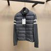 Unisex M Brand Stand Collar Zipper Striped Wool Down Jacket