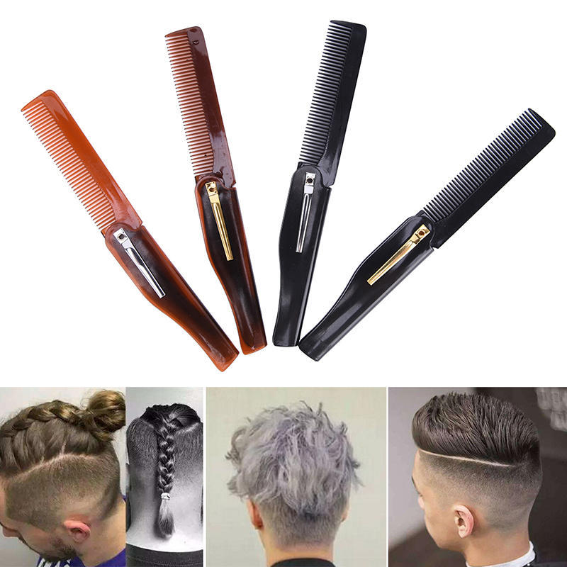 1 Pcs Foldable Hair Comb Pocket Clip Hair Moustache Beard Comb Hair Styling Tool