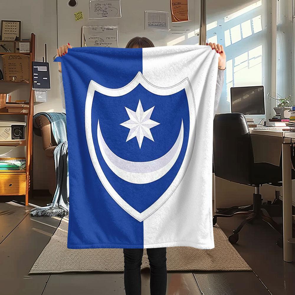1PC Portsmouth Football Club Patterned Flannel Blanket Suitable For All Seasons for Home Decor Warmth and Comfort Gifts Holiday Present
