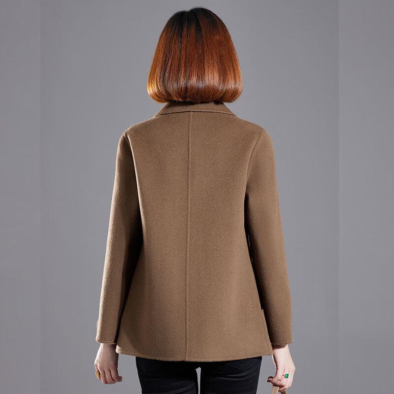 Fengxun Women's Short 100% Double-Faced Wool Coat FXZZM2808