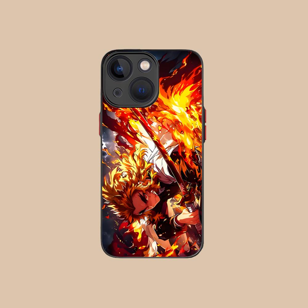 Demon Slayer Rengoku Phone Case for iPhone 16 15 14 13 12 11 X XR XS 8 7 Pro Max Plus Mini Colour Printing Silicone Cover Pretty